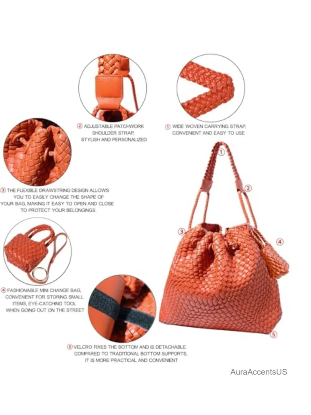 Woven Hobo Shoulder Bag Handmade Vegan Leather Tote